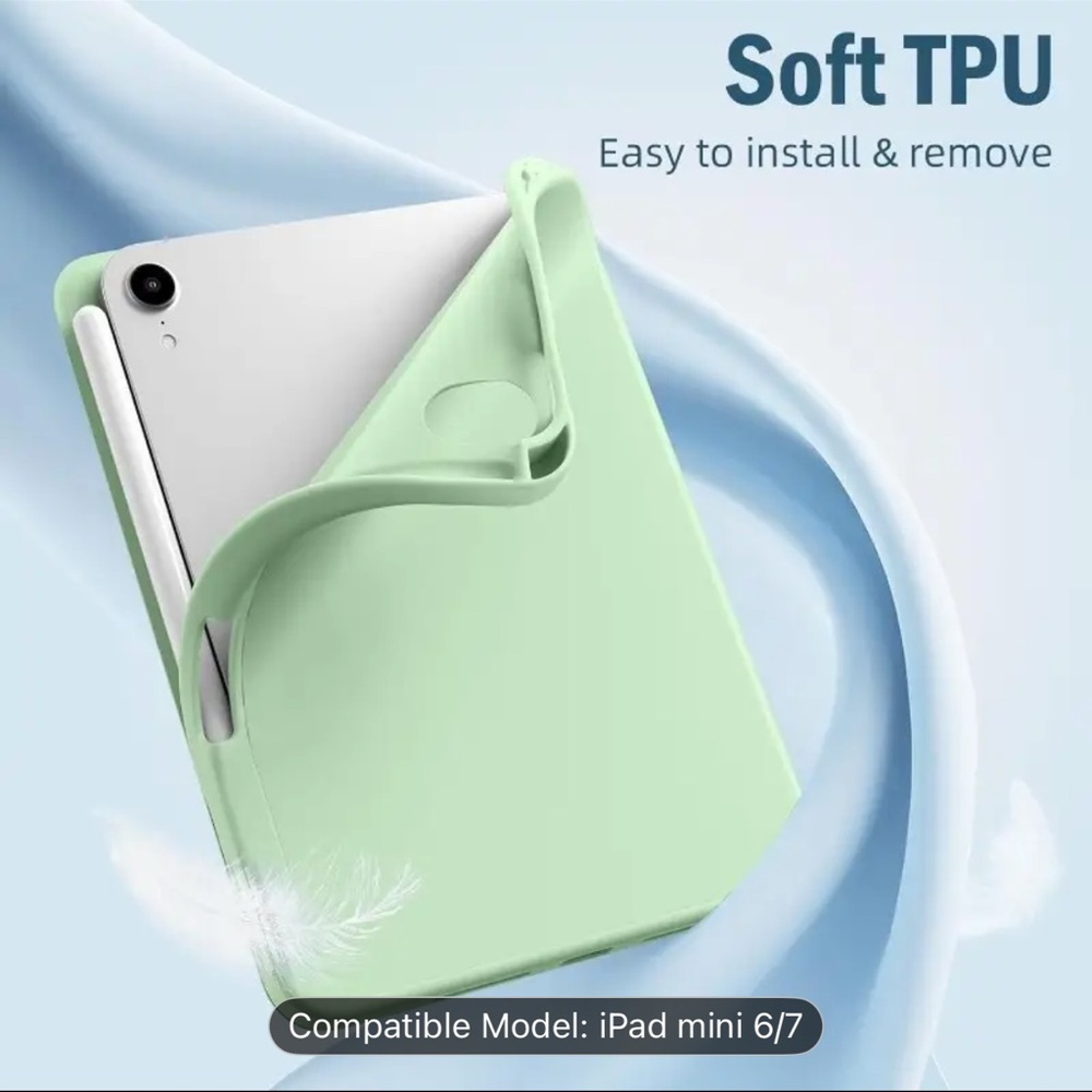 NEW Mint Green Case for iPad Mini 6/7 with Pencil Holder - Picture 5 of 10